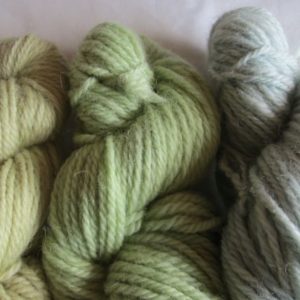 Shetland Aran blue and weld greens