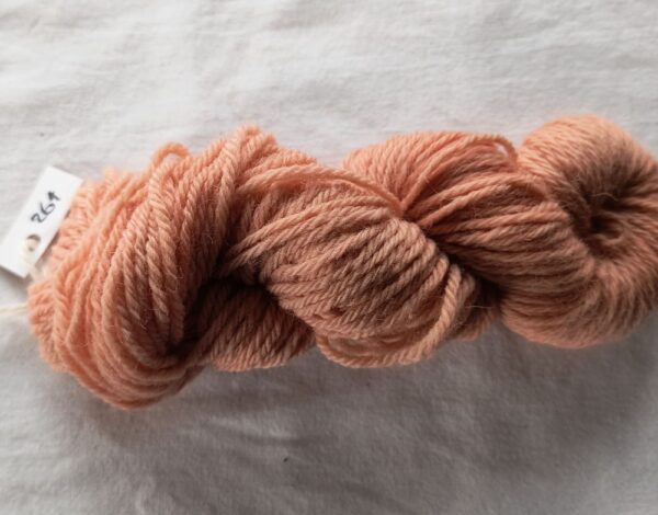 twisted skein of salmon pink yarn