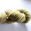 hank of olive green sock yarn on a graded white to grey background
