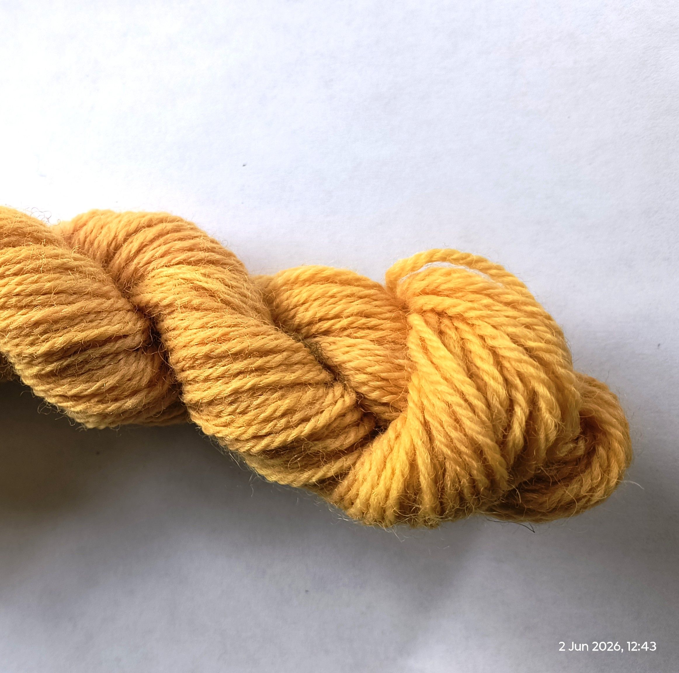 A skein of golden orange like a sunset or sunrise on a white background