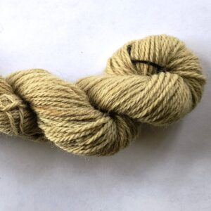 Olive green yarn on a white background
