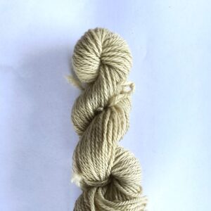 Pale Olive green skein of wool on a white background